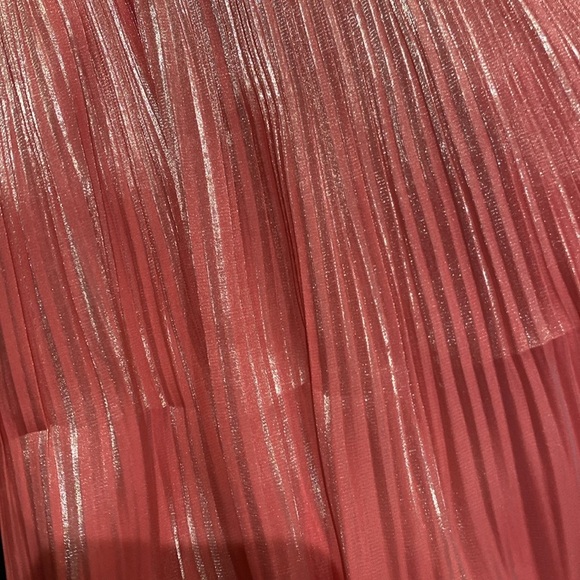 Rhode / Farrah Pleated Lamé Midi Skirt Rose Pink Shimmer Size 6 - Picture 3 of 3